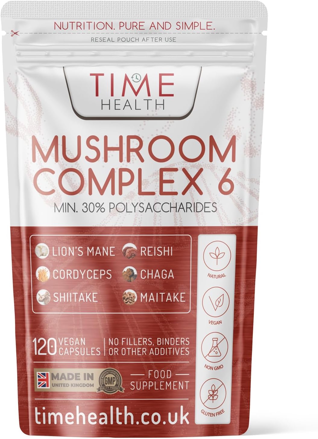 Mushroom Complex 6 | 120 Capsules | MAXIMUM STRENGTH | Chaga, Cordyceps, Shiitak...
