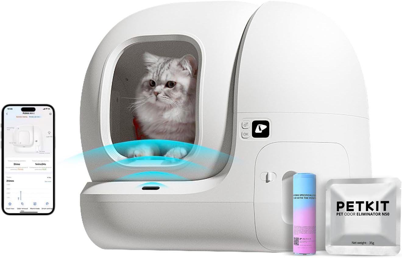 PETKIT PURA MAX Self Cleaning Cat Litter Tray, 76L Large Capacity Automatic Cat...