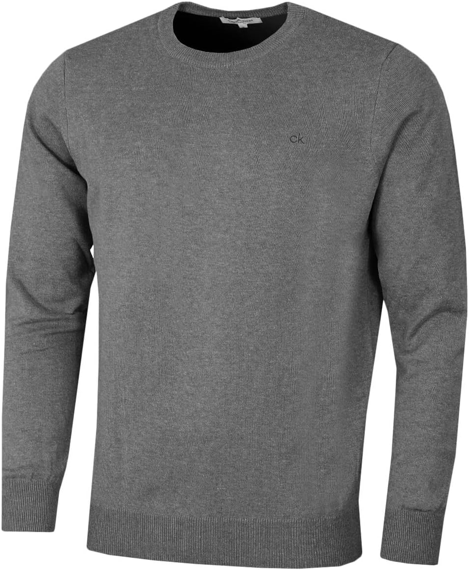 Calvin Klein Mens 2024 Round Neck Tour Durable Soft Golf Sweater XL Grey Marl