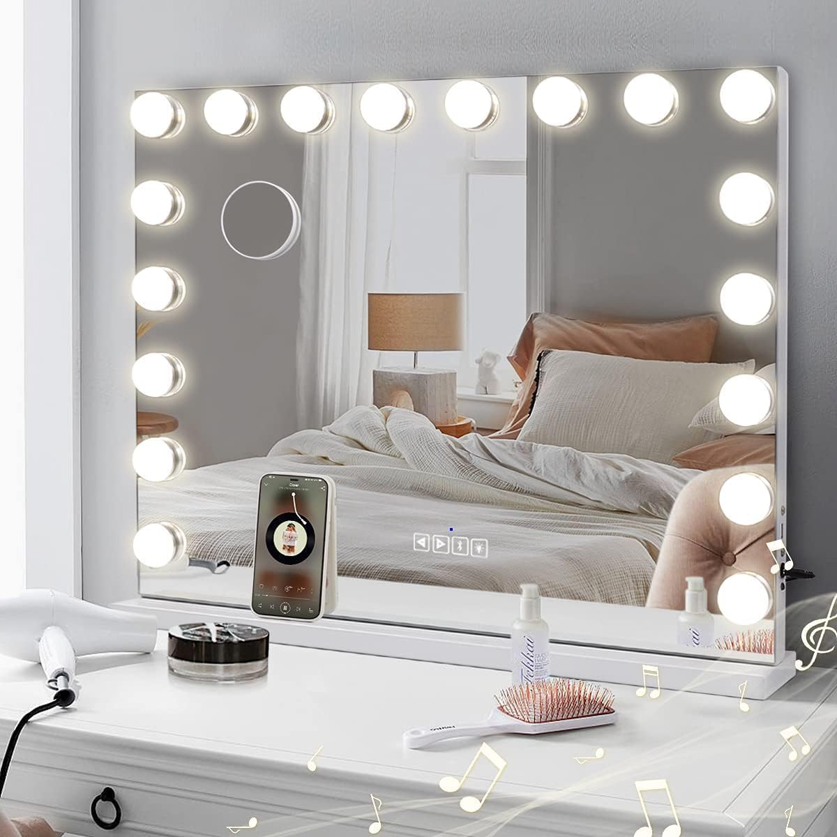 Hansong Hollywood Vanity Mirror 80x60cm Bluetooth Vanity Mirror with Lights Extr...