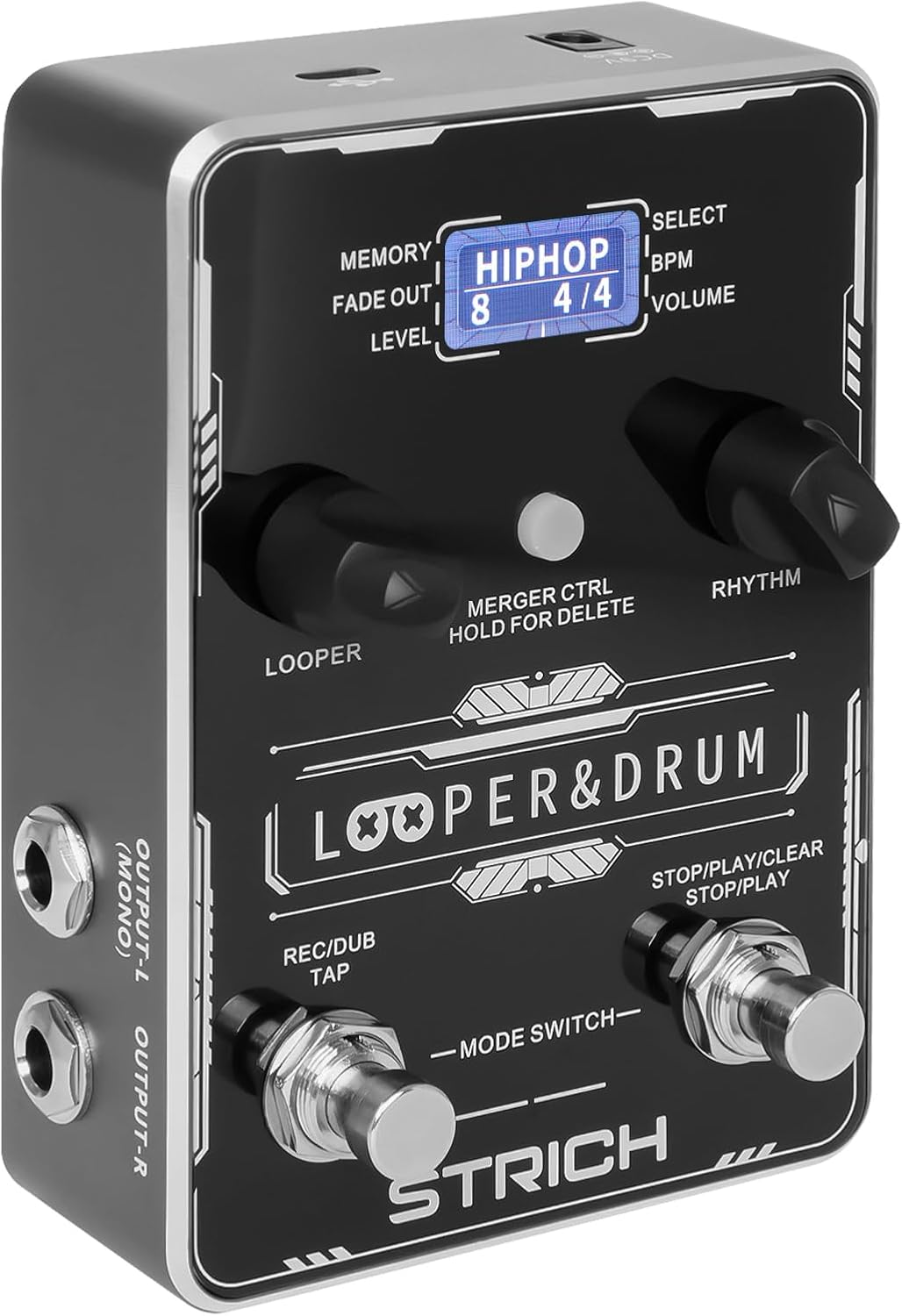 STRICH Stereo Looper Guitar Pedal with Built-in Drum Machine, 100 Diverse Drum P...