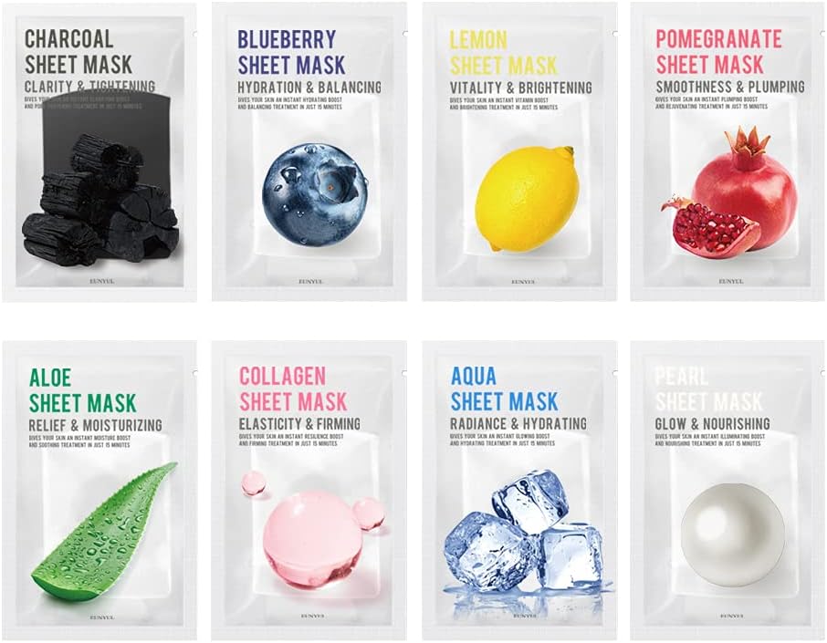 EUNYUL [PACK OF 8] Purity Sheet Mask Pack 8 Types Korean Skincare Hydrating & No...