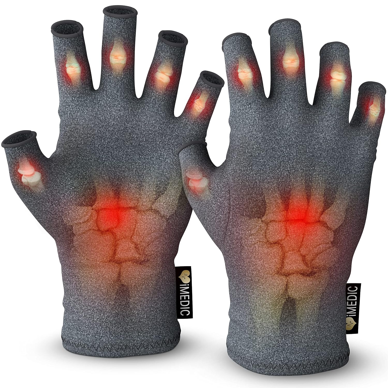 iMedic Arthritis Gloves for Men & Women - Large Grey Compression Gloves for Arth...