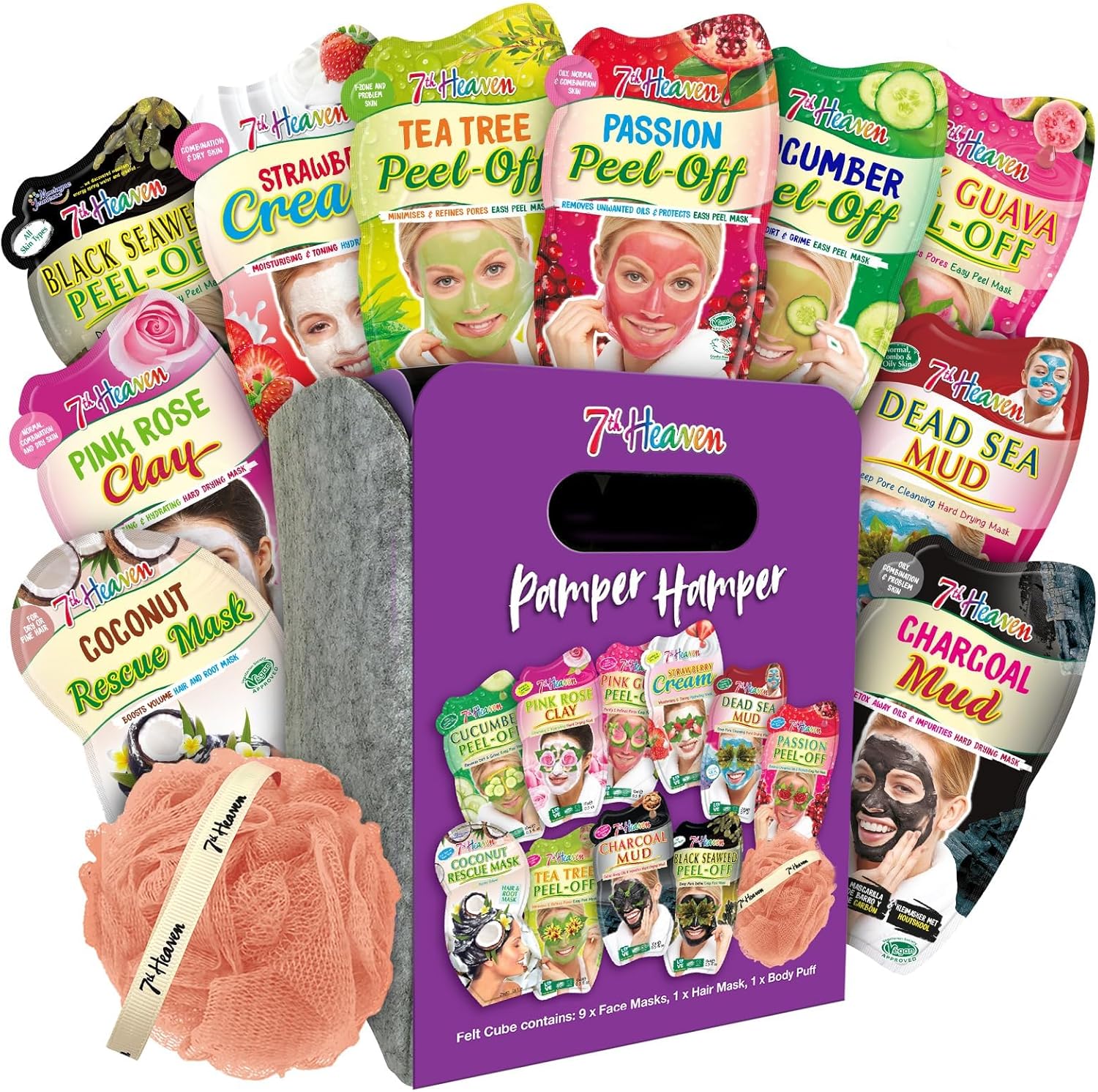 7th Heaven Pamper Hamper Skincare Set - 9 x Face Masks Skincare, 1 x Hair Masks...