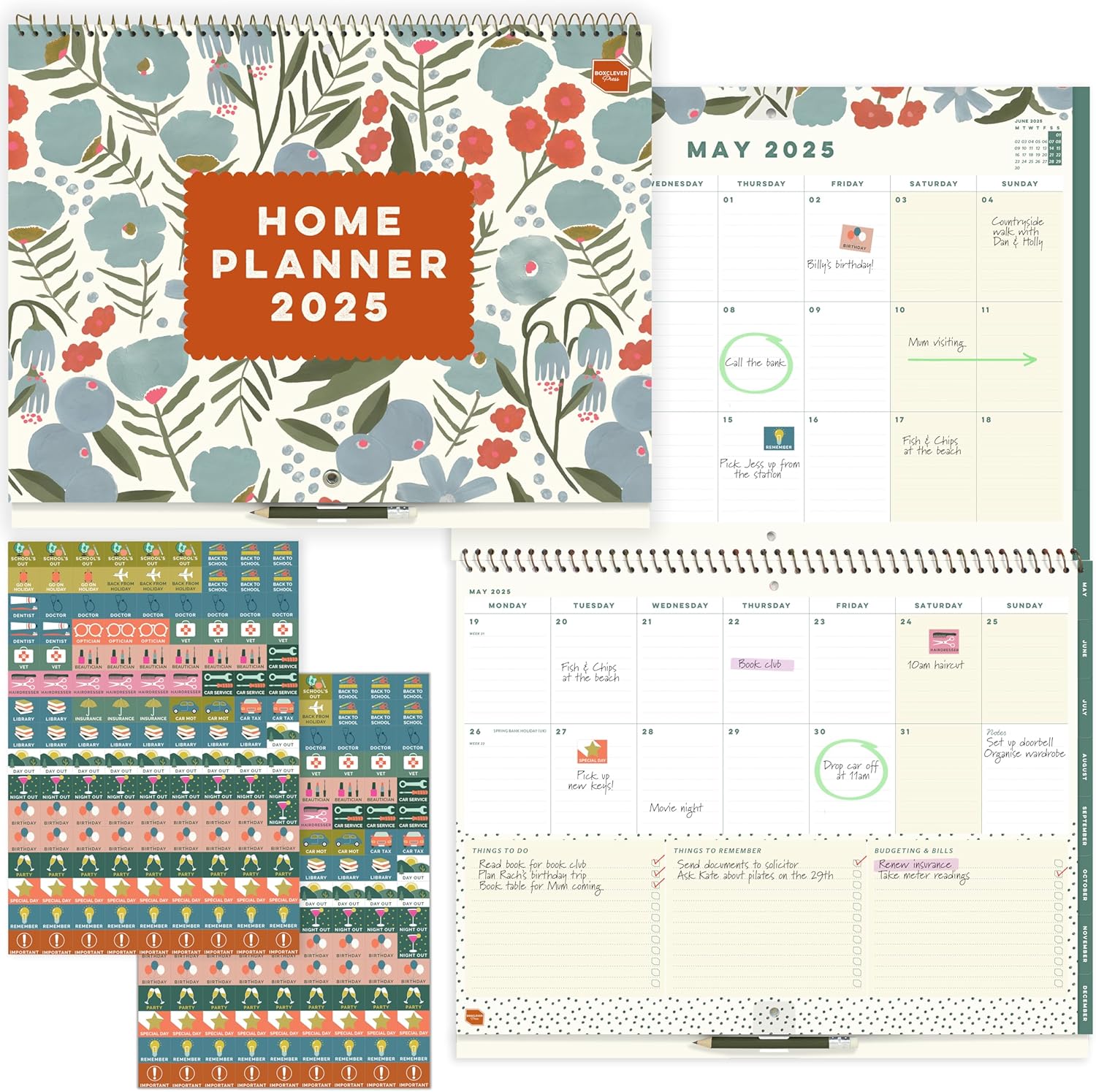 Boxclever Press Home Planner 2025 Calendar UK. Large Wall Calendar 2025 runs Now...