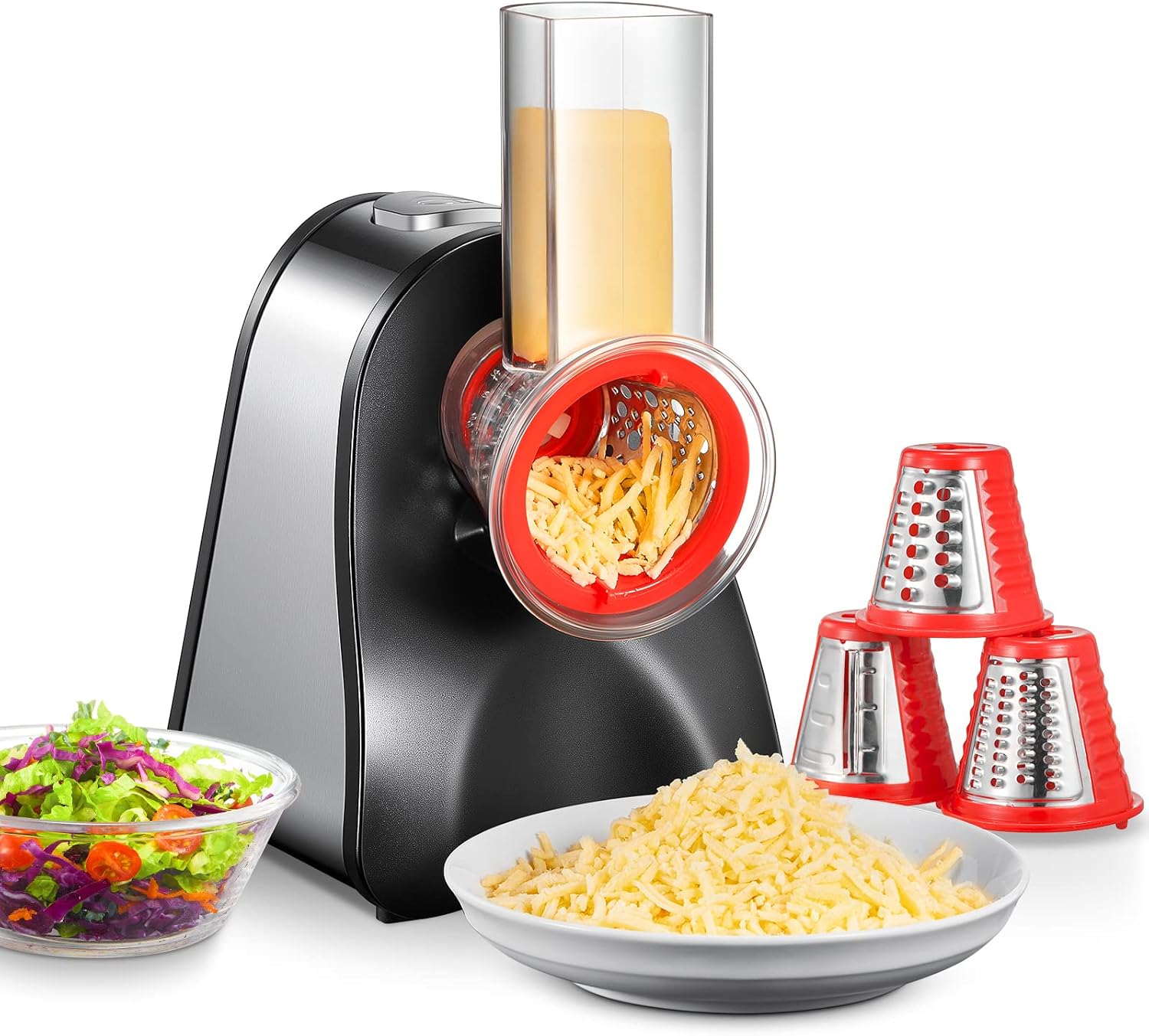 FOHERE Electric Cheese Grater 150W Electric Grater for Fruit and Vegetables, Mul...
