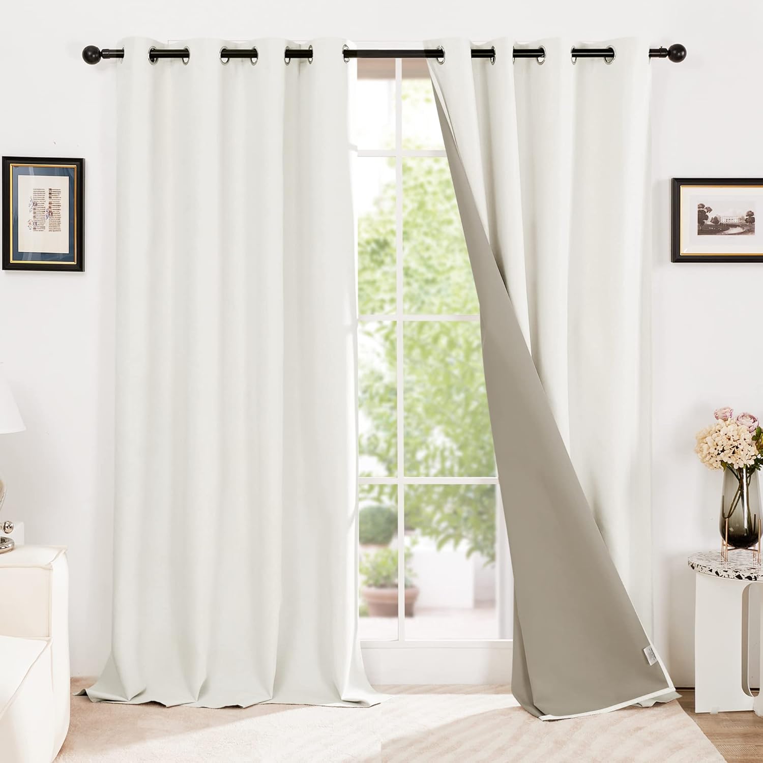 Deconovo Faux Linen Eyelet Door Curtains Thermal Curtains 100% Blackout Curtains...