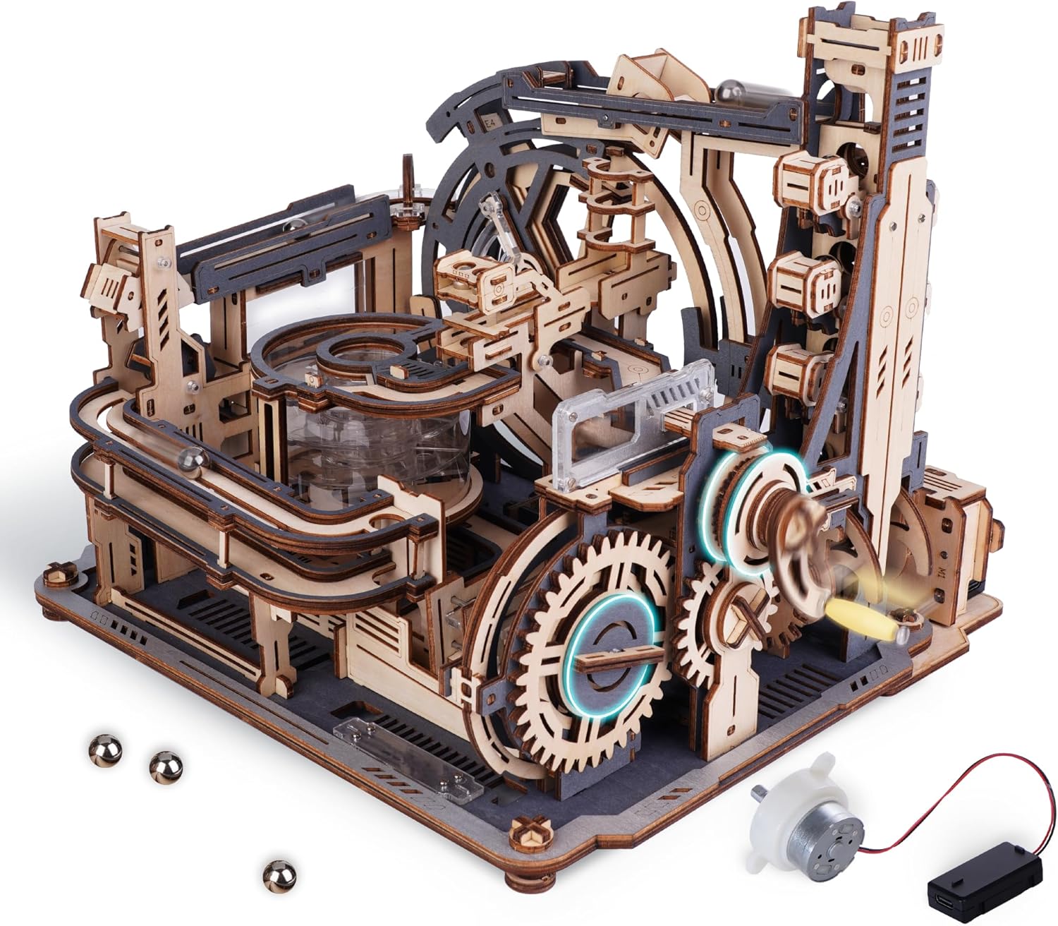 ROKR Electric Marble Run Model Kits For Adults to Build,Marble Spaceport 3D Wood...