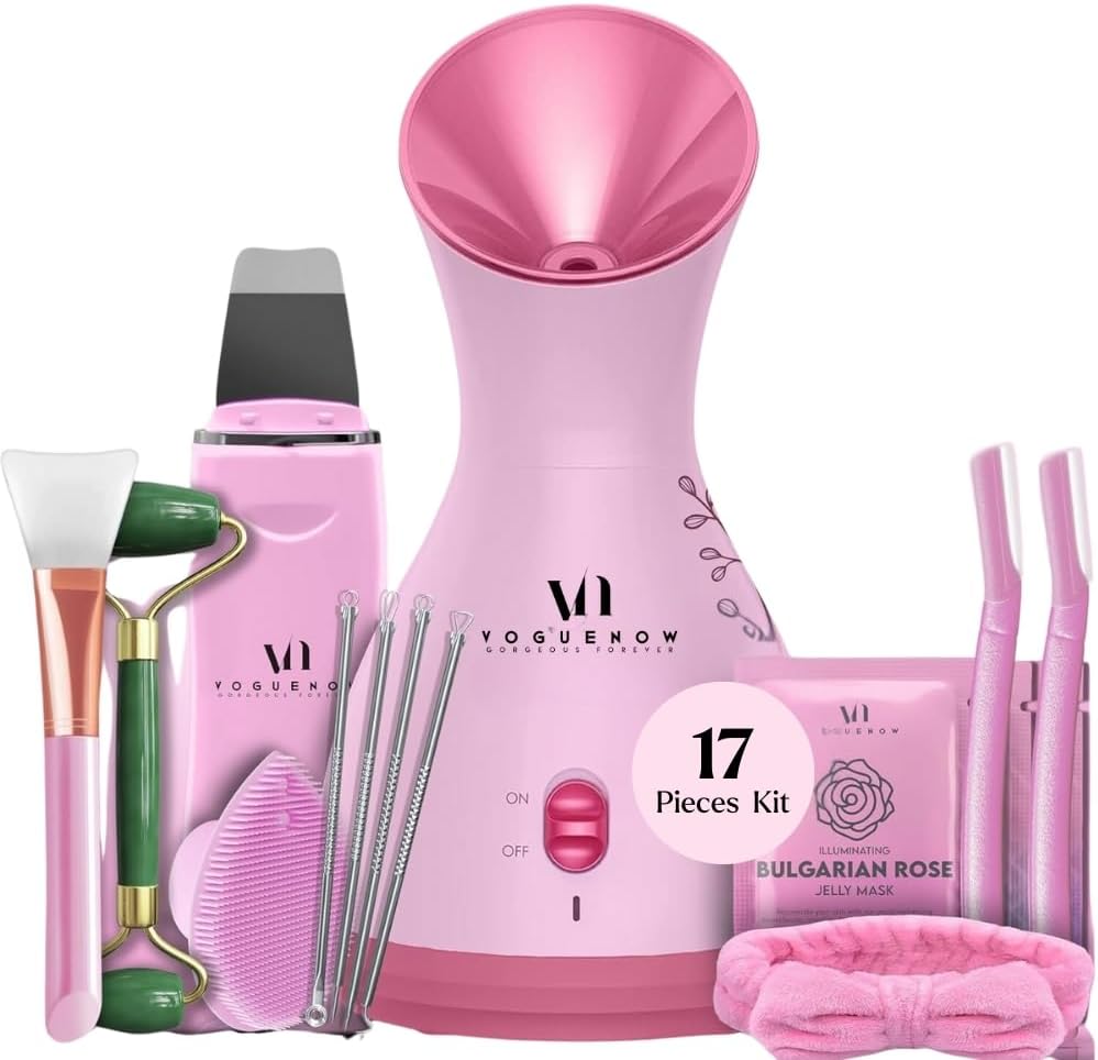 Facial Steamer Spa Gifts with Complimentary 17 Skin Care Tools | Face Steamer Gi...