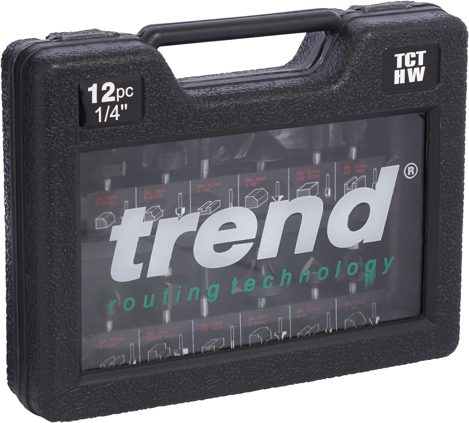Trend 12 Piece Router Cutter Starter Set, 1/4 Inch Shank, Tungsten Carbide Tippe...