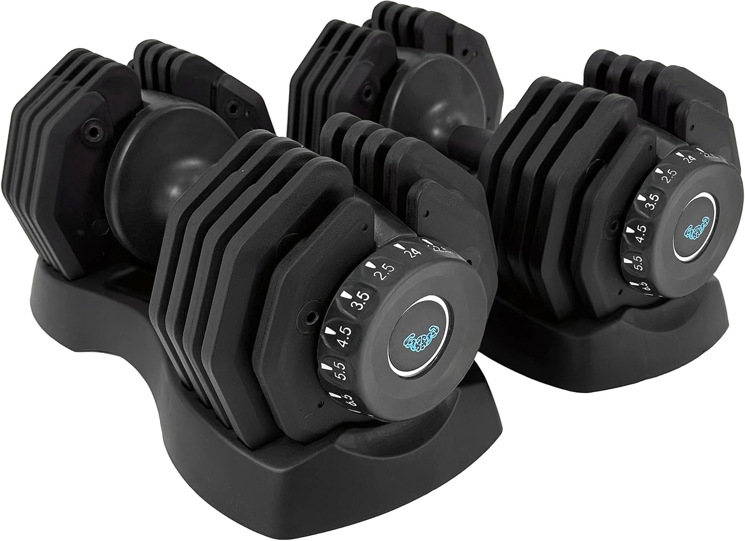 BRAINGAIN Adjustable Dumbbells Set 24kg / 40kg Pair | Space Saving Adjustable We...