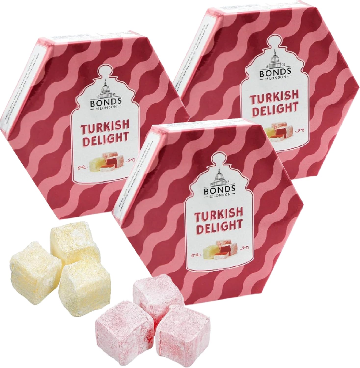 Turkish Delight Sweet Hamper Bulk Buy - Pack of 3 x 215g Delicious Rose & Lemon...