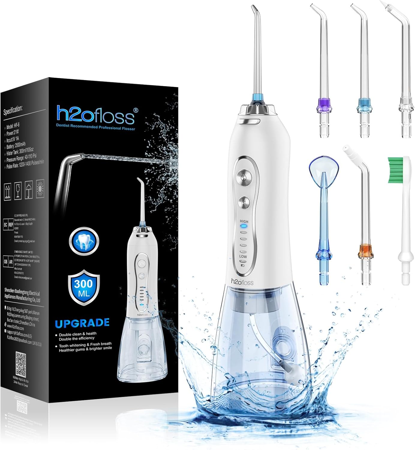 H2ofloss Water Flosser Professional Cordless Denta...