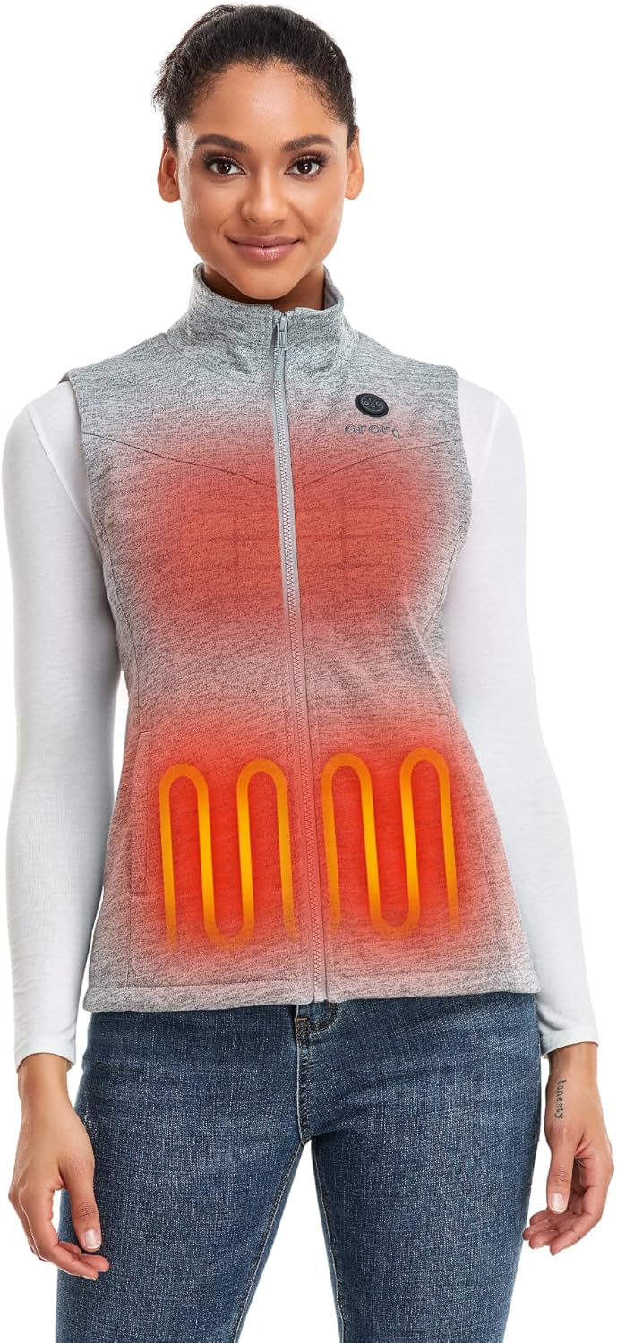 ORORO Women's Heated Fleece Gilet with Power Bank - Electric Heated Vest for Wom...
