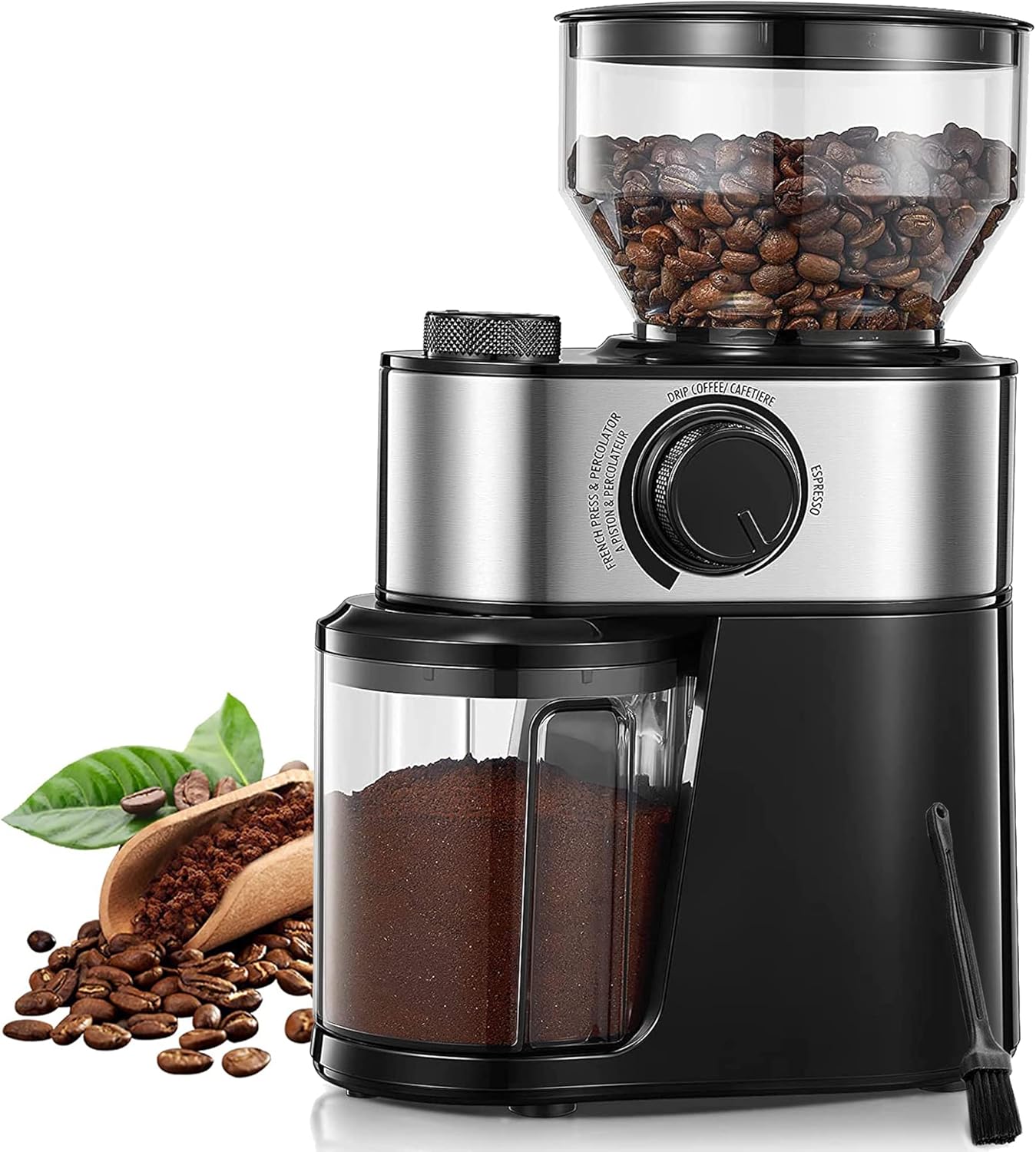 Burr Coffee Grinder Electric, FOHERE Coffee Bean Grinder with 18 Grind Settings,...