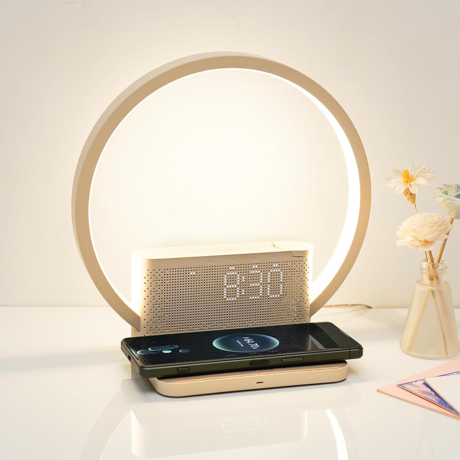 blonbar Bedside Lamp, Sunrise Alarm Clock, Wake-Up Light, 10 Watt Wireless Charg...