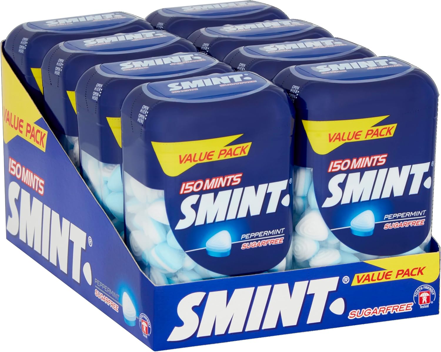 Smint Sugar Free Mints, Peppermint Flavour - 8 x 150 XL Bottles