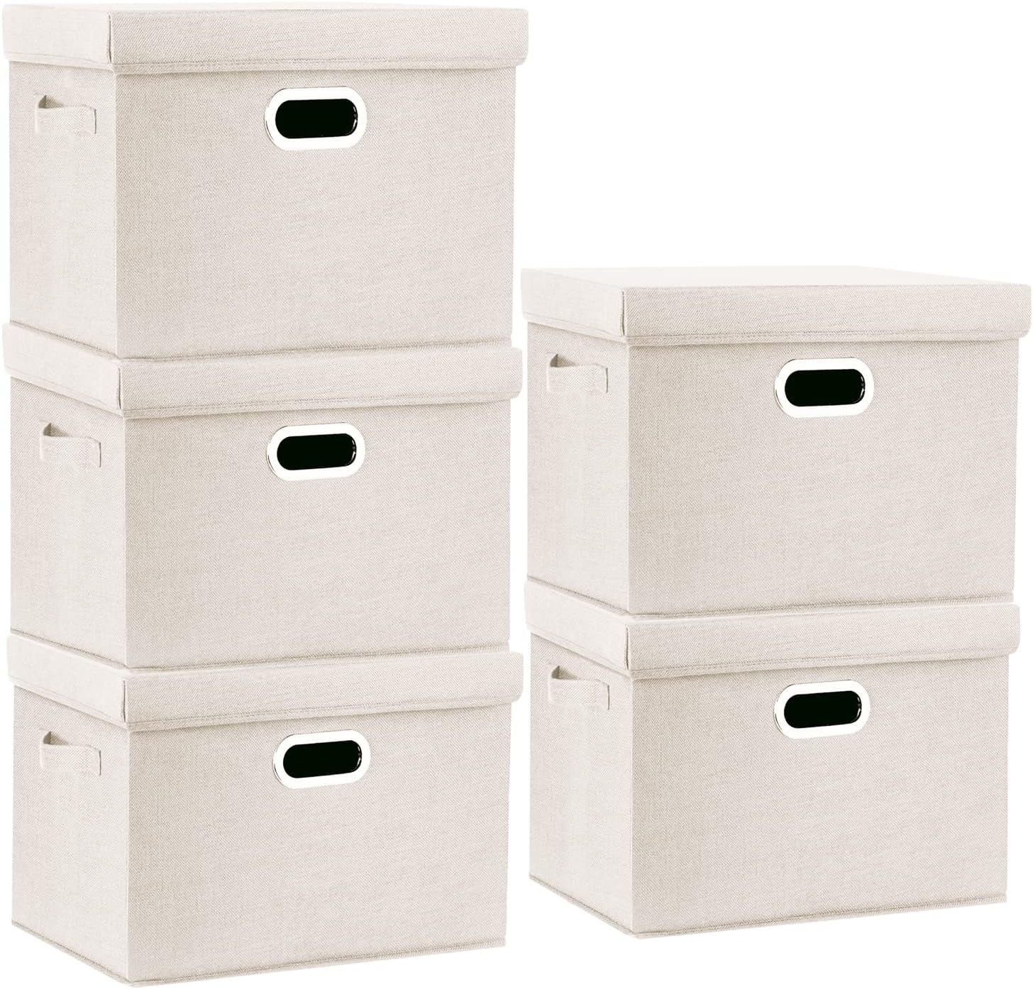 TYEERS Large Storage Box with Lid, Collapsible, Washable, Fabric Storage Box for...
