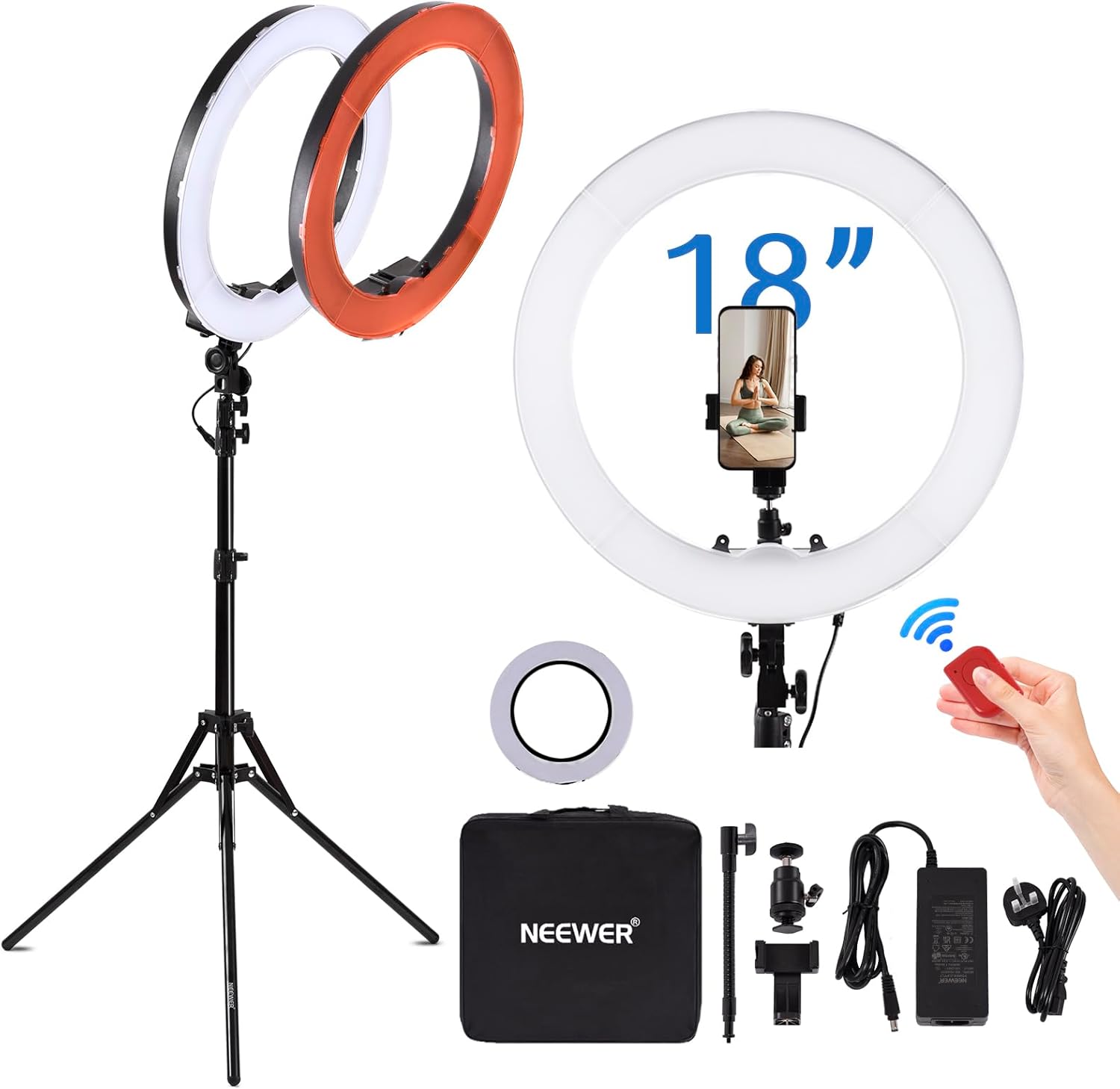 NEEWER Ring Light Kit: 18"/45cm Outer 55W 5600K Dimmable LED Ring Light, Softbox...