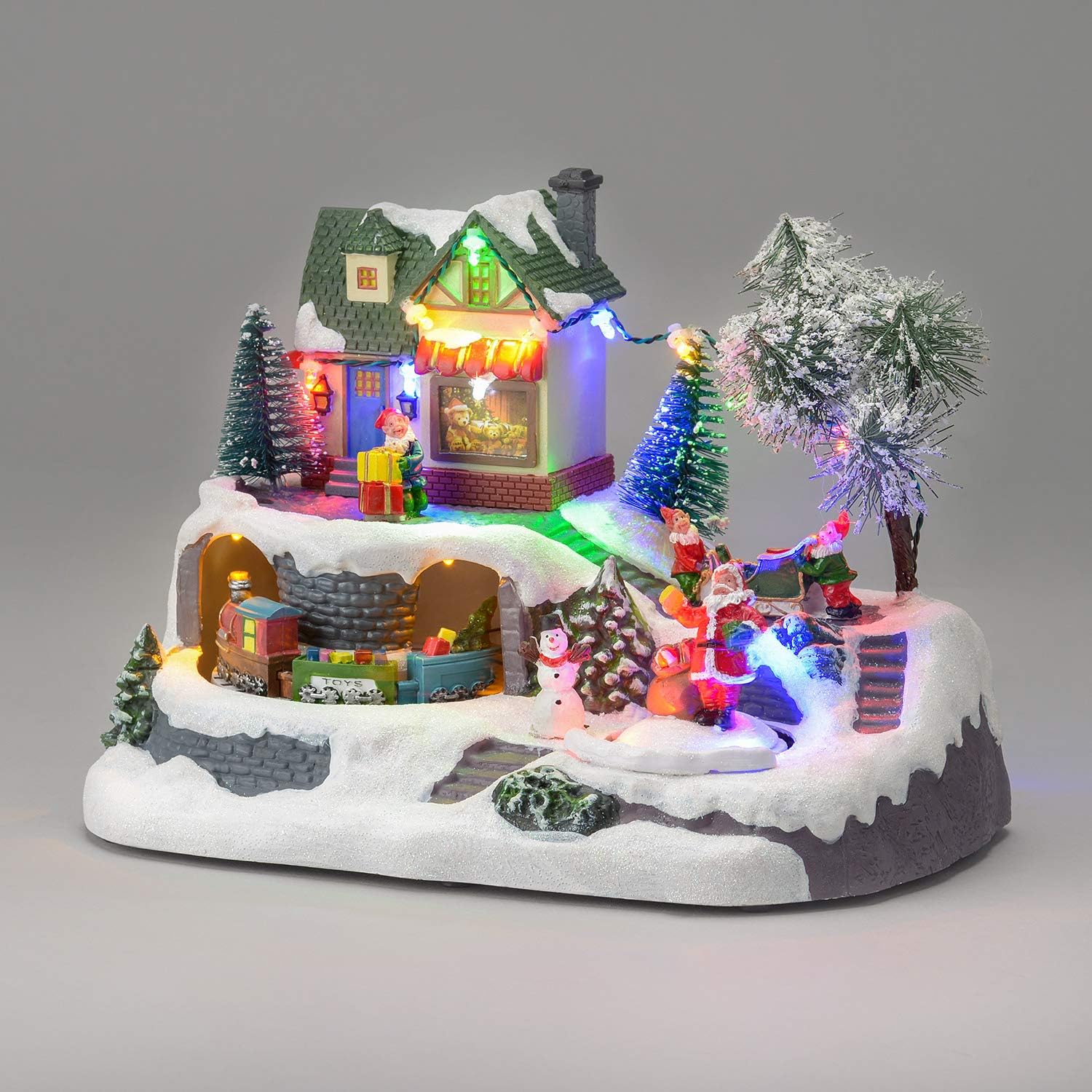 CHRISTOW Christmas Village Scene With Music Animated LED Ornament Battery Powere...