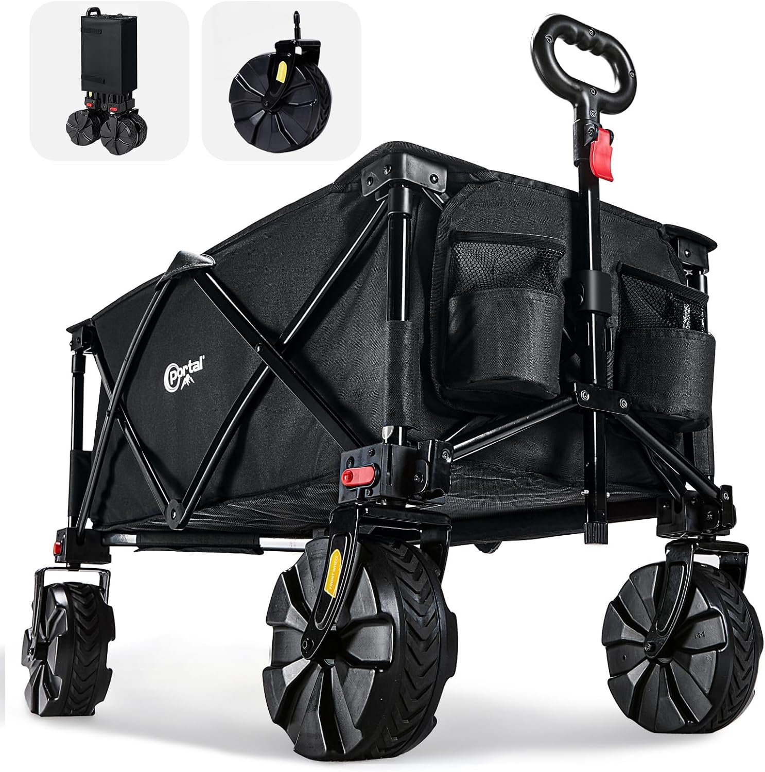 PORTAL Folding Beach Trolley Festival Camping Trolley Cart with All Terrain Big...
