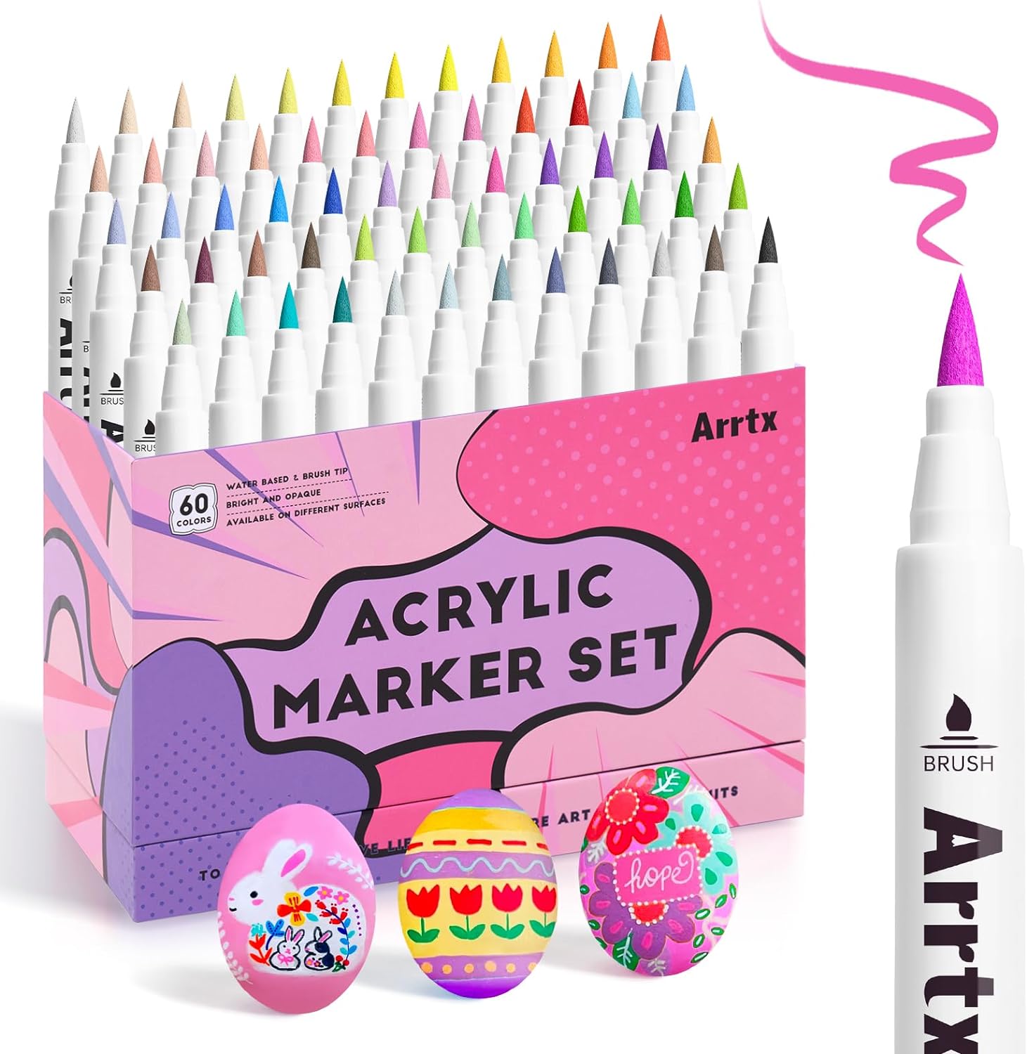 Arrtx 60 Colors Acrylic Markers Paint Pens, Acrylic Paint Pens for Artists Adult...