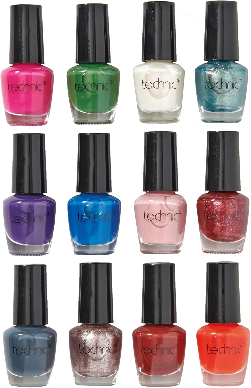 Technic Mini Nail Varnish 12 Piece Gift Set - Selection of Versatile Colours - V...