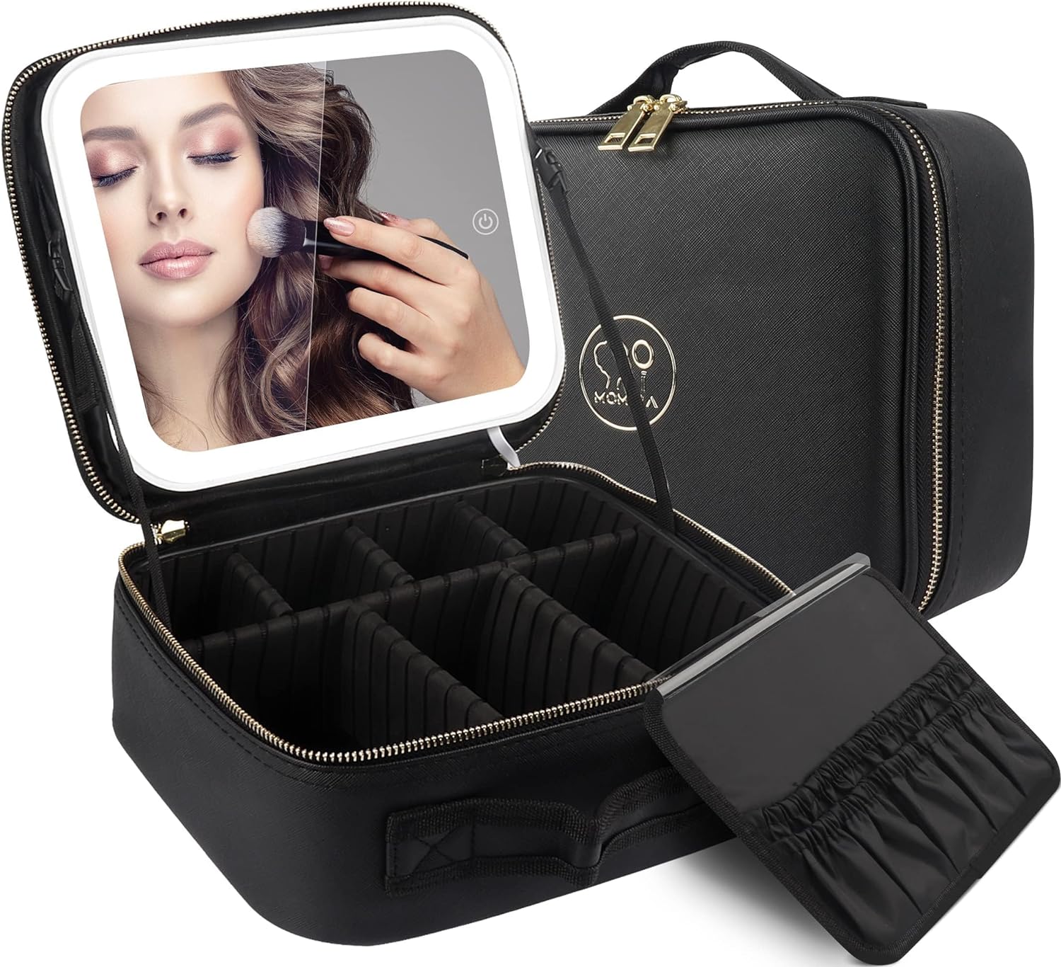 MOMIRA Travel Makeup Bag Cosmetic Bag Makeup Organizer Bag with Lighted Mirror,...
