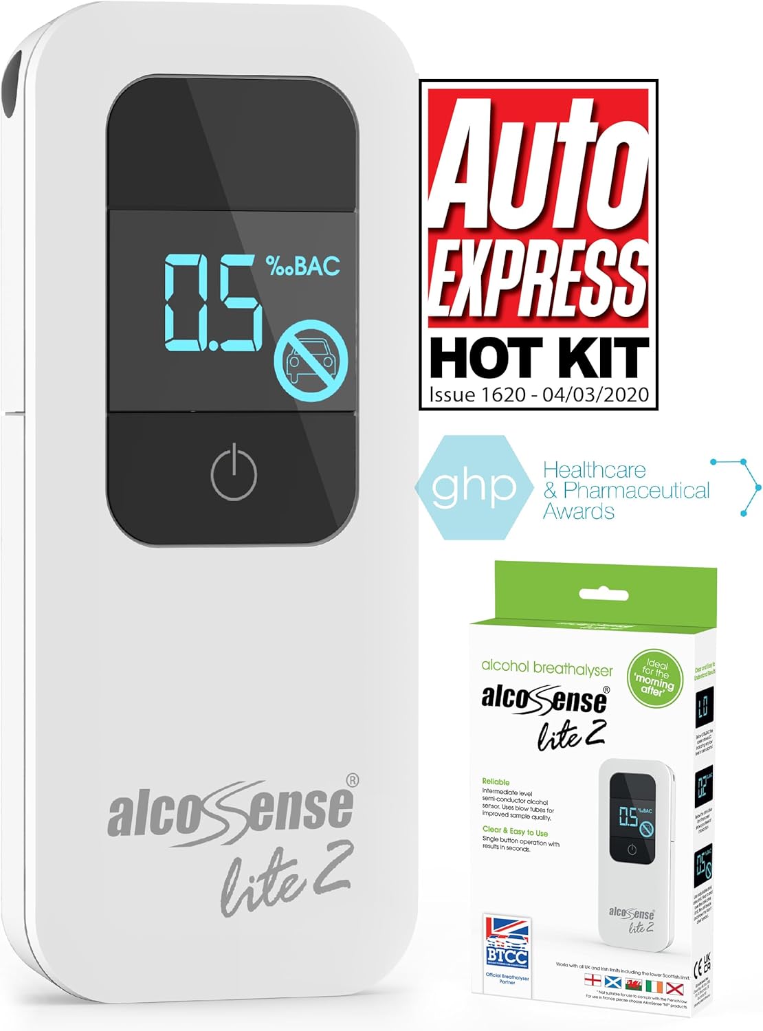 AlcoSense Lite 2 Breathalyser/Alcohol Tester for UK, Ireland and Scotland/CE App...