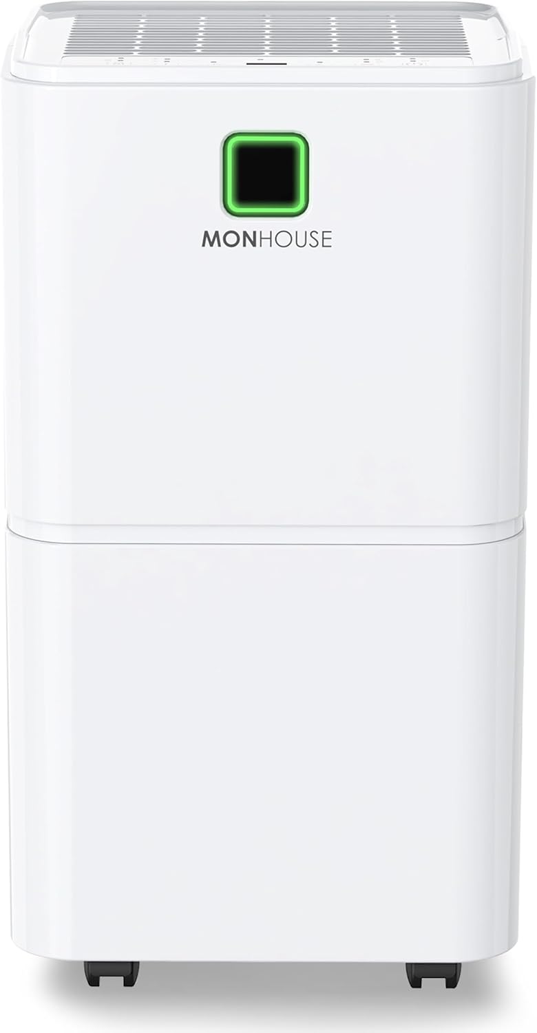 MONHOUSE 12L/Day Digital Dehumidifier - Sleep Mode, 24 HR Timer For Laundry Dryi...