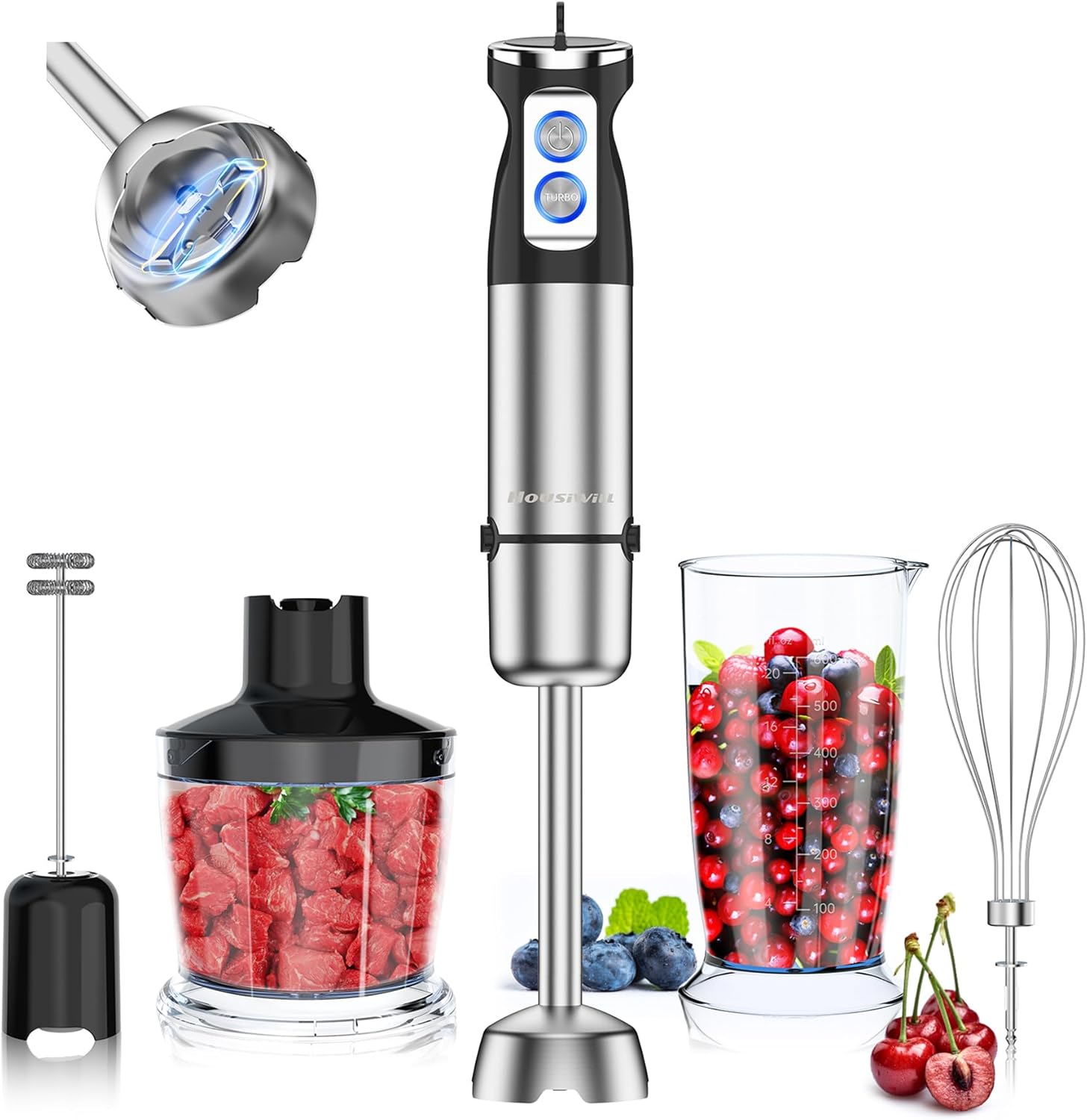 Hand Blender 1000W, Housiwill 5-in-1 Electric Stic...