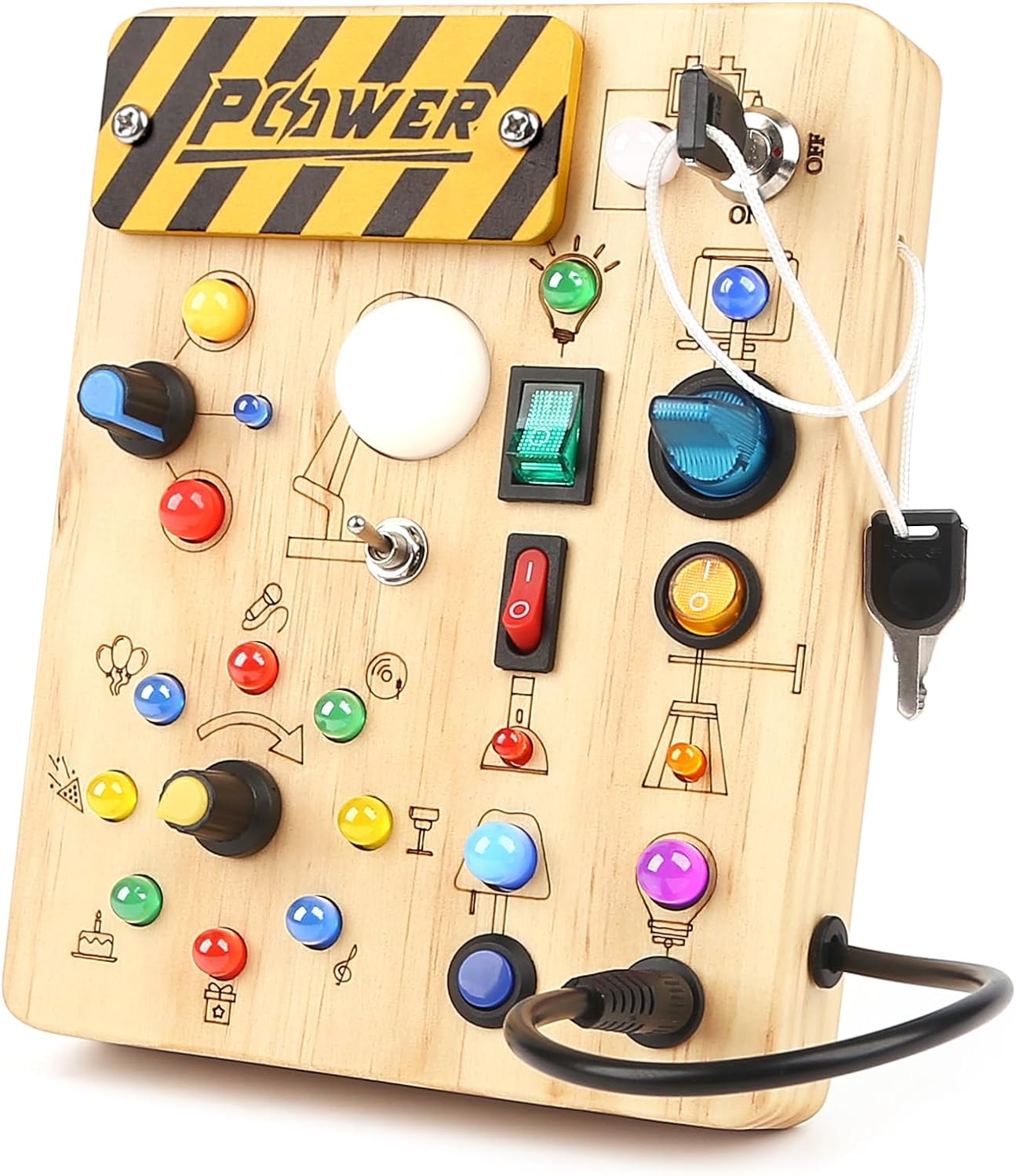 Joyreal Wooden Busy Board 2 Year Old, Montessori Sensory Toys for Toddlers, Fidg...