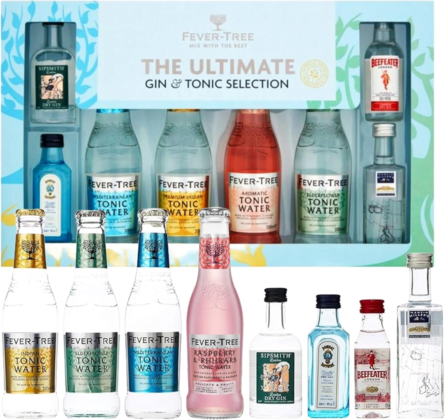 Topline Fever Tree Gin Gift Set - The Ultimate Gin & Tonic Selection Box with Ca...