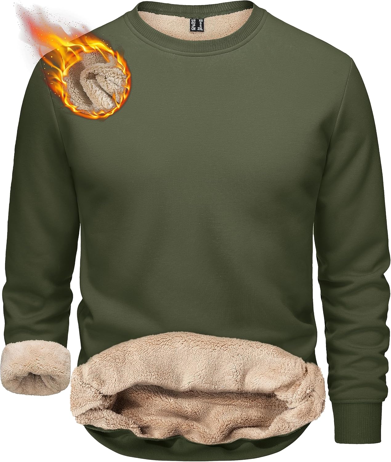 TACVASEN Men's Sweatshirts Warm Fleece Jumpers Sherpa Lined Pullover Sweater Cla...