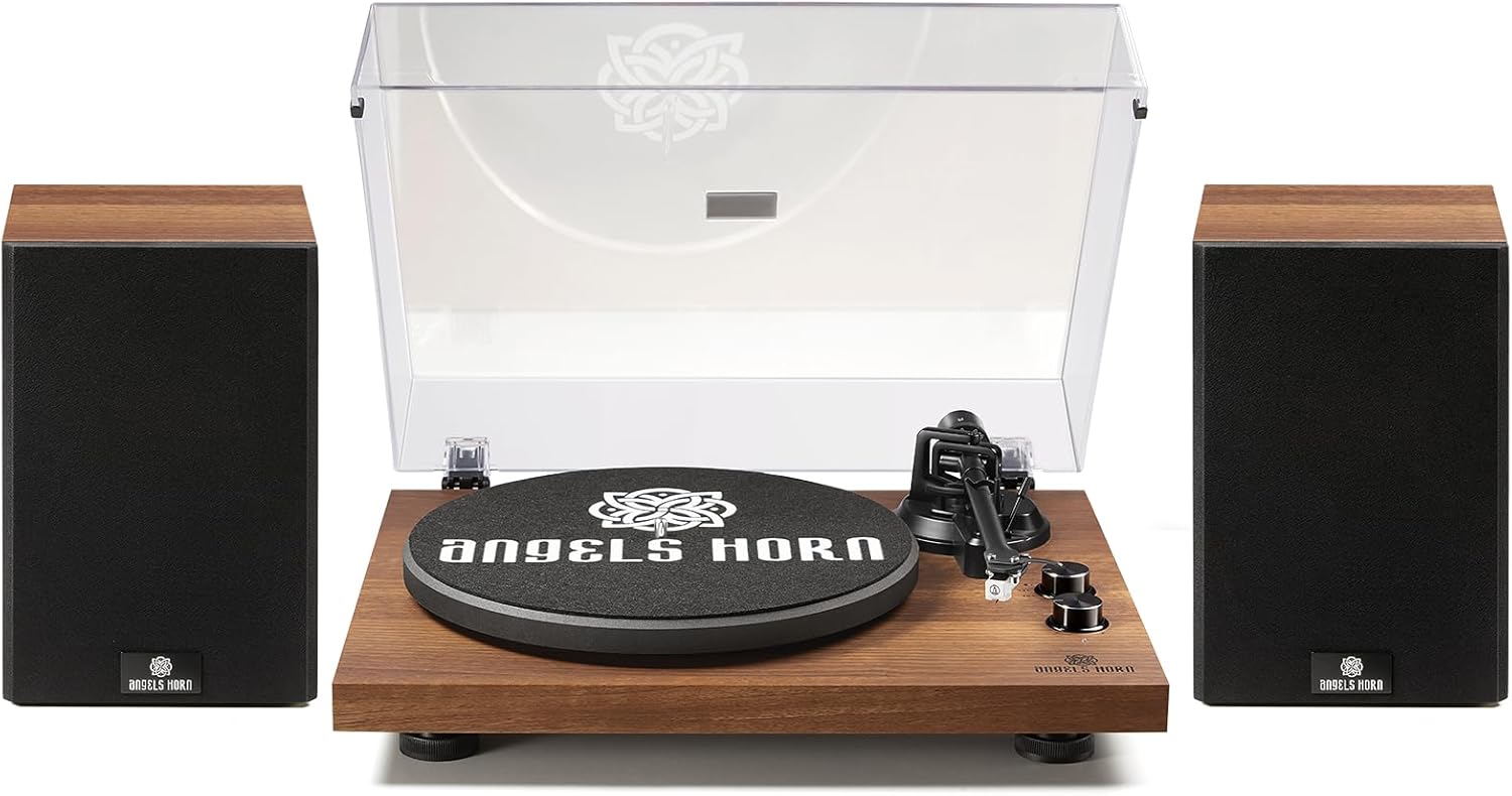 Vinyl Record Player with Bluetooth, Hi-Fi Turntable System, Stereo Bookshelf Spe...