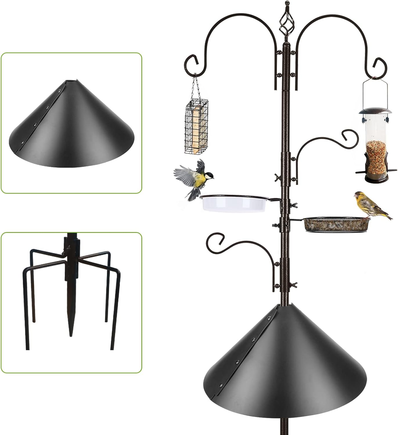 Urban Deco Bird Feeding Station with Squirrel Baffle Heavy Duty Hanging Feeder S...