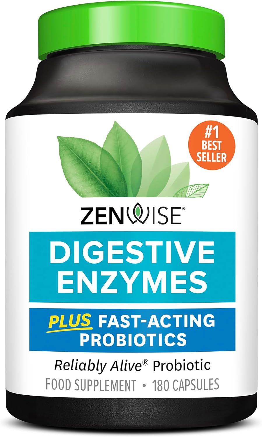 Zenwise Health Digestive Enzymes + Probiotics for Gut Health and Prebiotics Fibr...