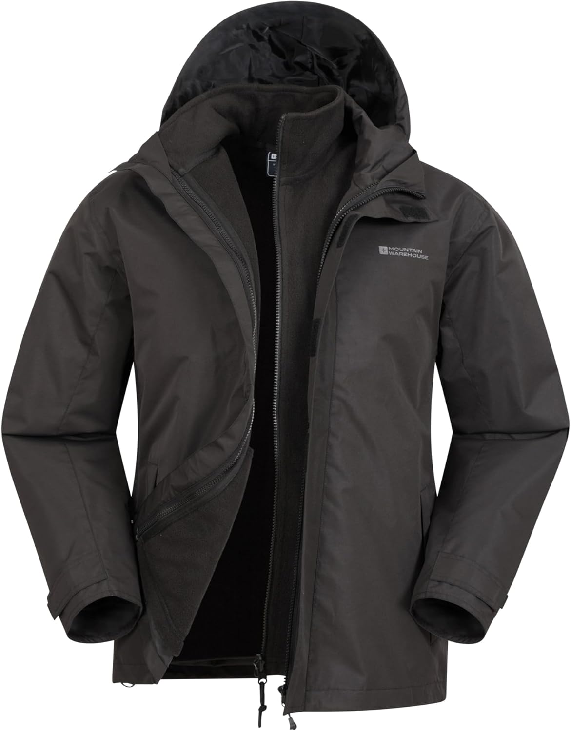 Mountain Warehouse Fell Mens 3 in 1 Water Resistant Jacket - Adjustable Coat wit...