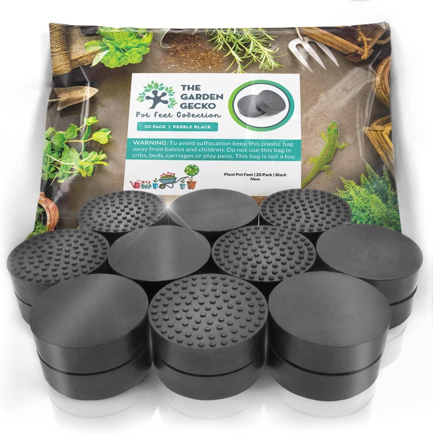 The Garden Gecko Invisible Pot feet for Outdoor Plant pots and Flowers Solid Rub...