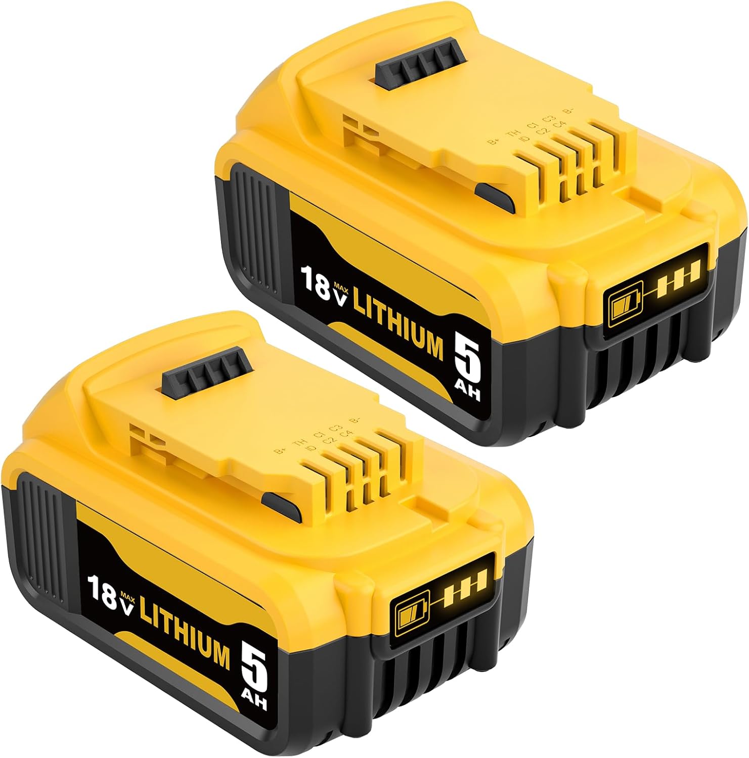 TOPBATT 2PCS 5000mAh replacement for Dewalt battery 18V for Dewalt battery for D...