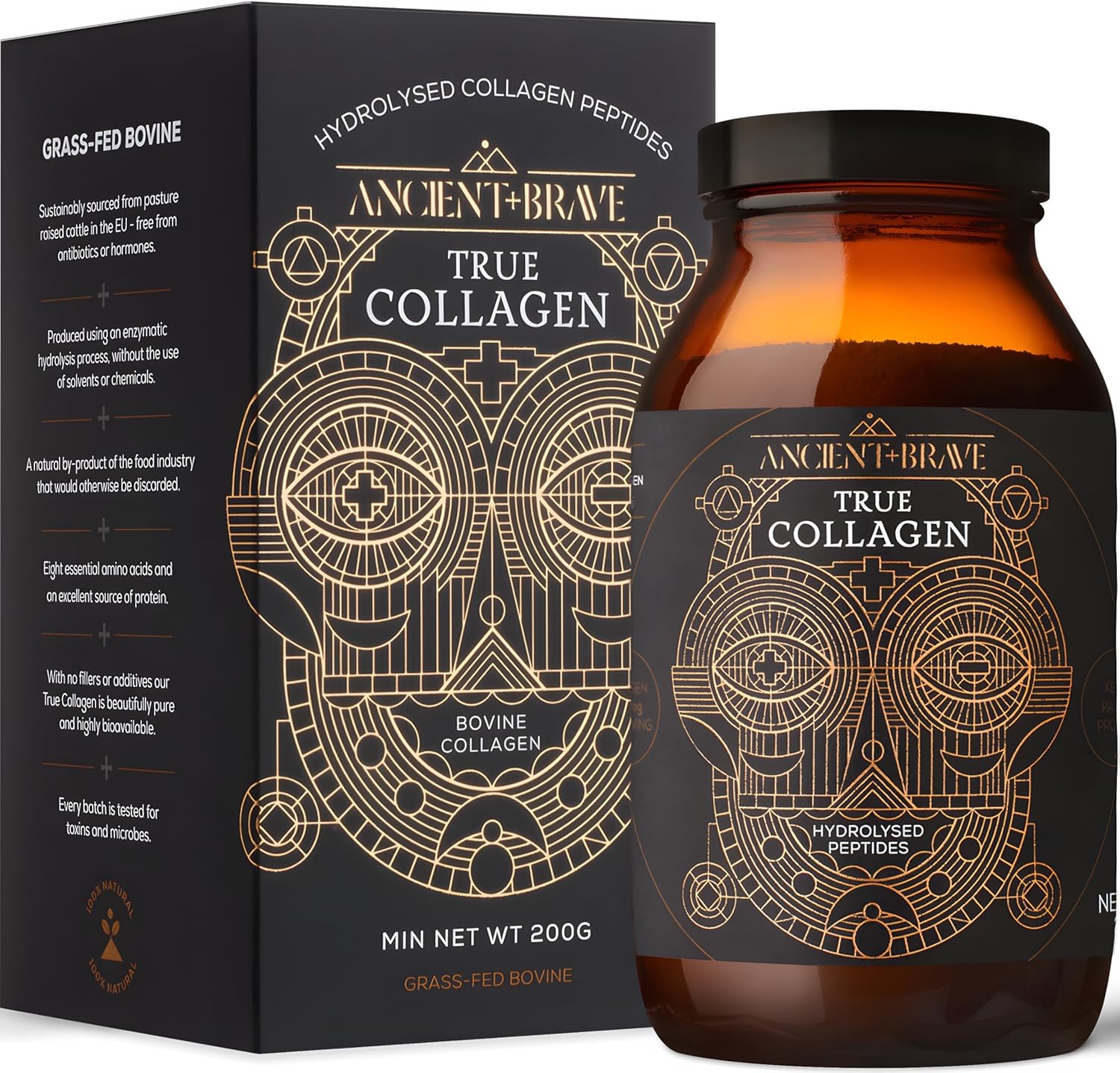 Ancient + Brave True Collagen 200g - Grass-Fed Bovine Collagen Powder - 100% Hyd...