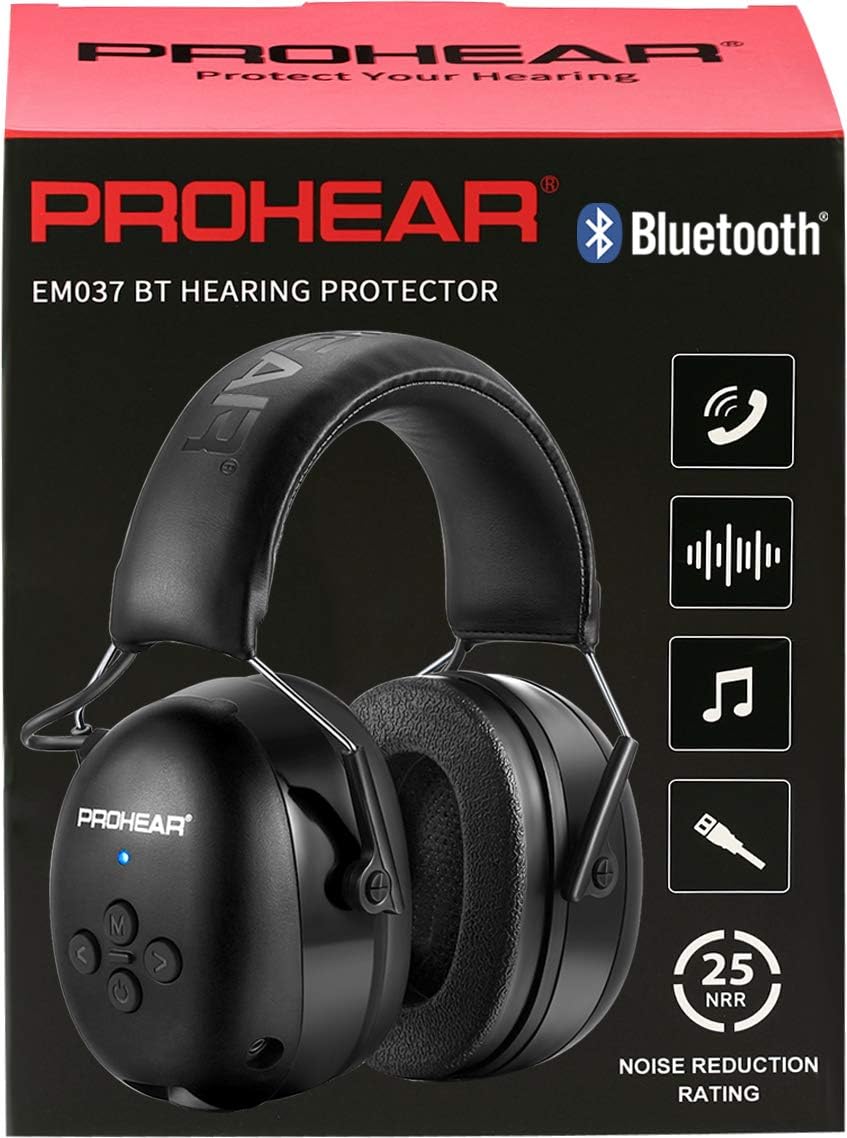 PROHEAR 037 Wireless Bluetooth Ear Defenders, Rechargeable Hands-Free Calling He...