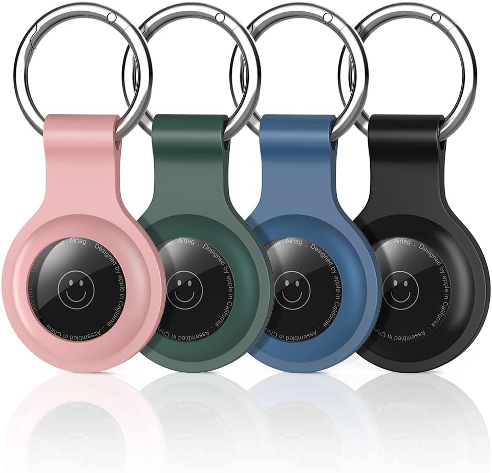 [4-Pack] AirTag Holder - Silicone Air Tags Case with AirTag Keyring - Scratch-Re...