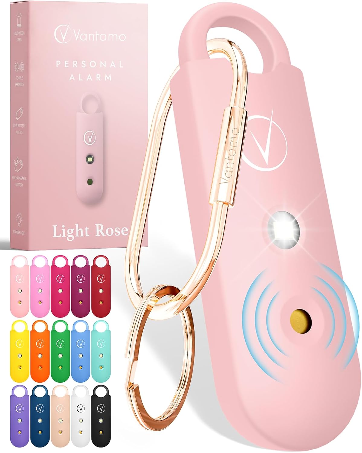 Vantamo Personal Alarm for Women - Extra Loud Double Speakers, First with Low Ba...
