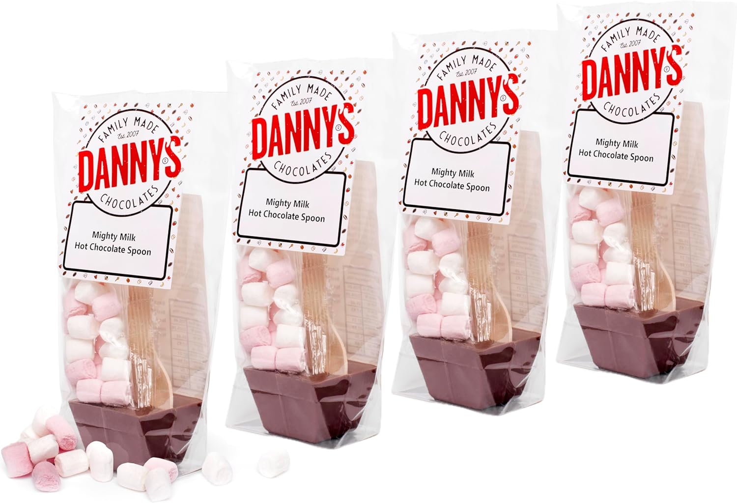Danny's Hot Chocolate Spoons with Marshmallows | 4 x Large 50g Mighty Milk & Mal...
