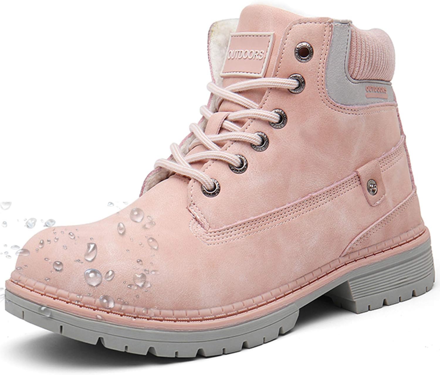 Snow Boots Womens Mens Winter Flat Ankle Boots Warm Fur Lined Fashion Leather Sh...