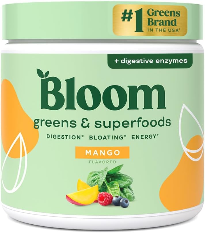 Bloom Nutrition Super Greens Powder Smoothie & Juice Mix - Probiotics for Digest...
