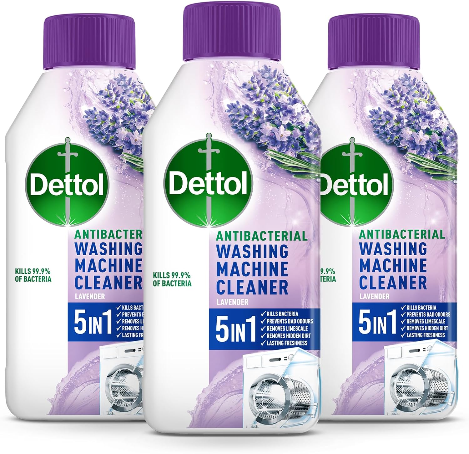 Dettol Washing Machine Cleaner, Lavender, Multipack of 3 X 250ml, Total of 750ml...