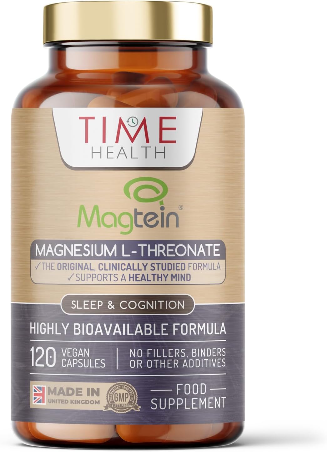 Magtein® Magnesium – 120 Capsules – High Strength 2100mg – Pullulan Capsules – U...