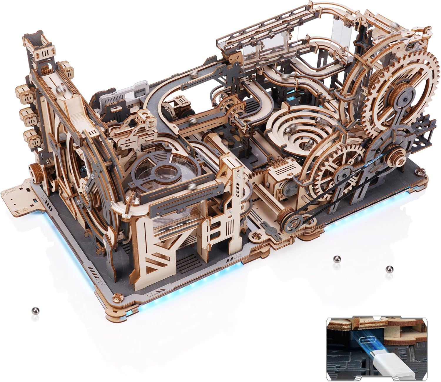 ROKR Marble Run Electric Combination Set 3D Wooden Puzzle Model Kits For Adults...